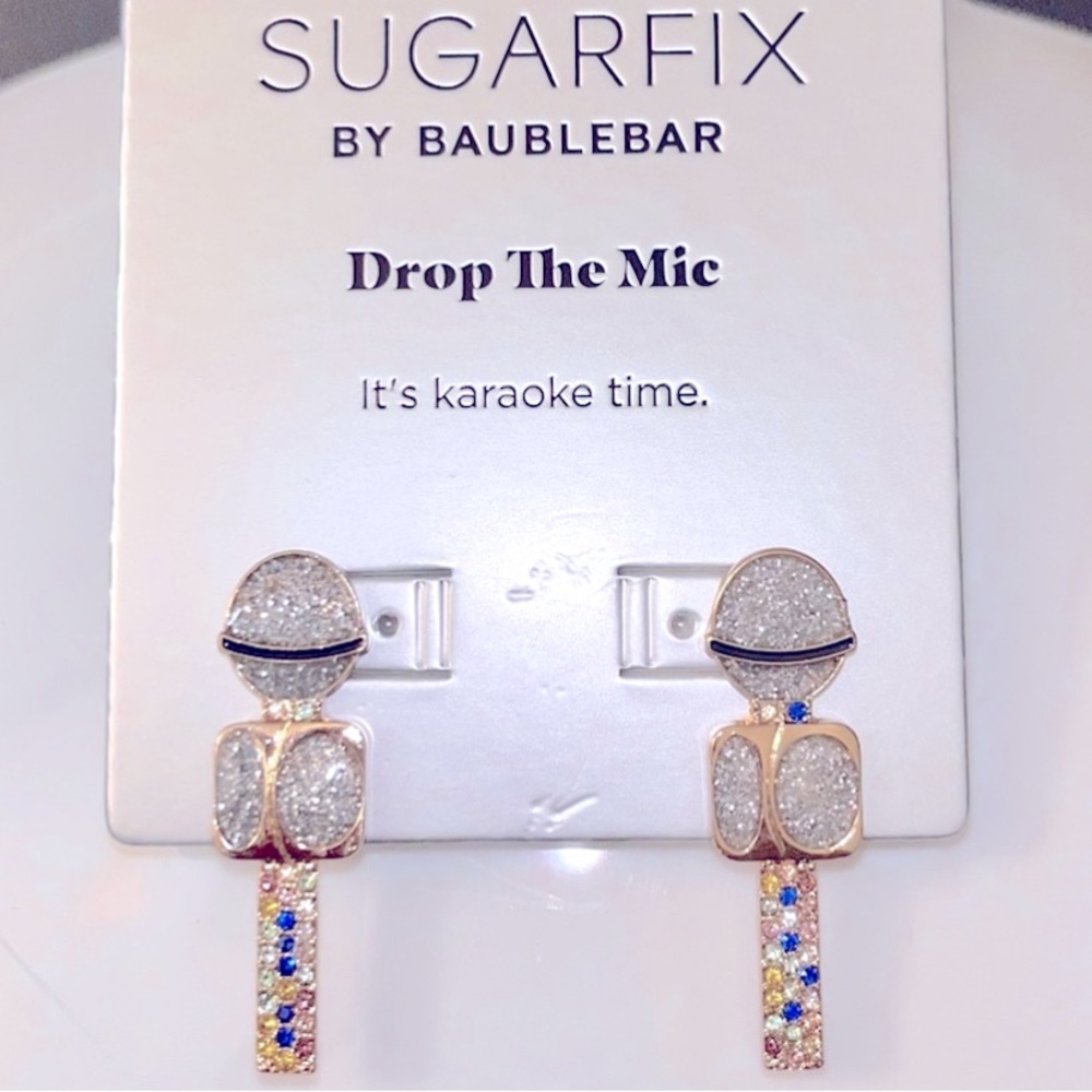 Bundle of 2 Pairs Sugarfix by Baublebar Earrings “DROP THE MIC” Nickel Free NWT - Picture 2 of 2